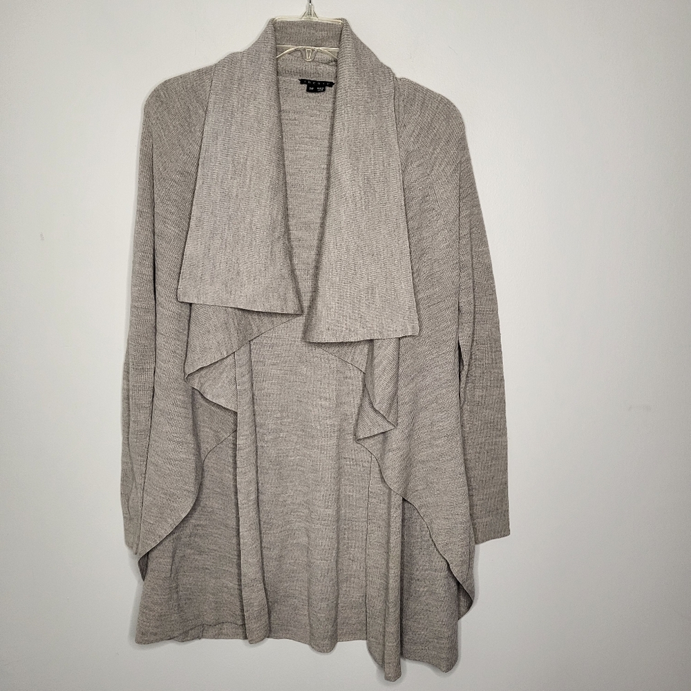 Theory Shanda New Steady Gray Wool Waterfall Cardigan Size S